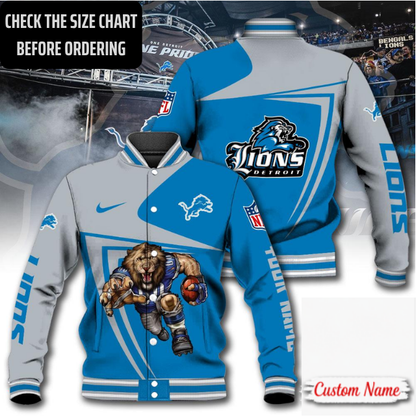 LIMITED EDITION - NEW CUSTOMIZED NFL04 DTL DETROIT LIONS SATIN VARSITY & BASEBALL JACKET