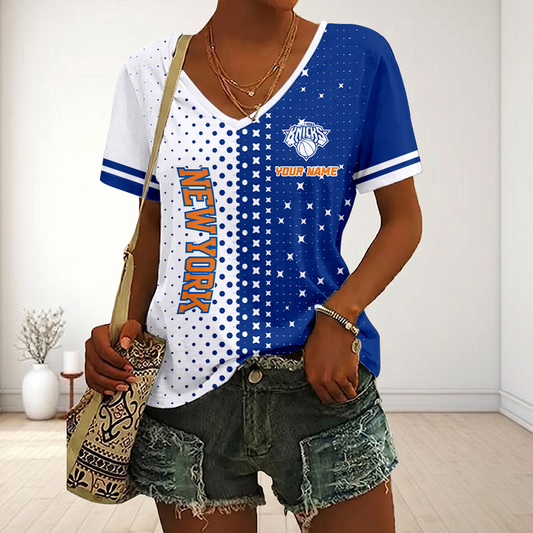 VIRAL EDITION - NEW CUSTOMIZED NBA04 NYK NEW YORK KNICKS V-NECK FEMALE SHIRT