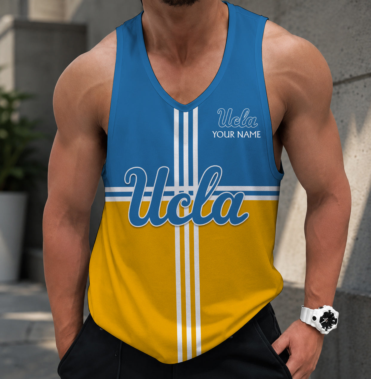 SPECIAL EDTION - NEW CUSTOMIZED NCAA MAM04 UCB UCLA BRUINS STRAPPY UNISEX TANK TOP