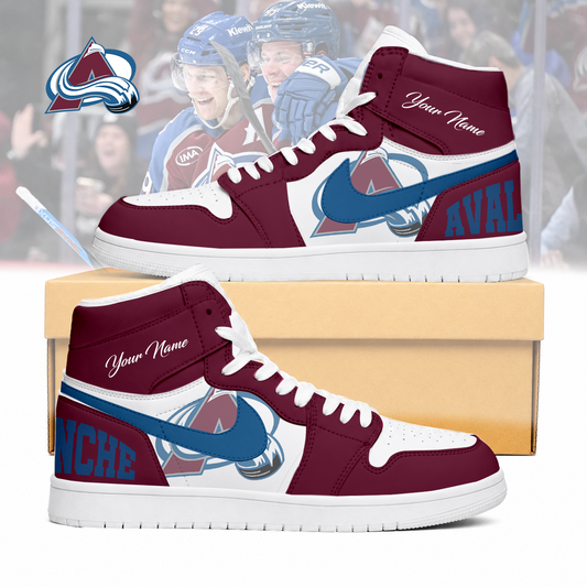 FINAL SALE - NEW CUSTOMIZED NHL05 CAL COLORADO AVALANCHE AIR JORDAN SNEAKERS
