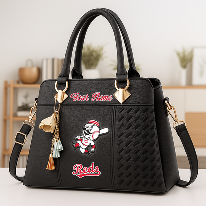 LIMITED EDITION - NEW CUSTOMIZED MLB05 CRS CC REDS ZIP HANDBAG MULTICOLOR