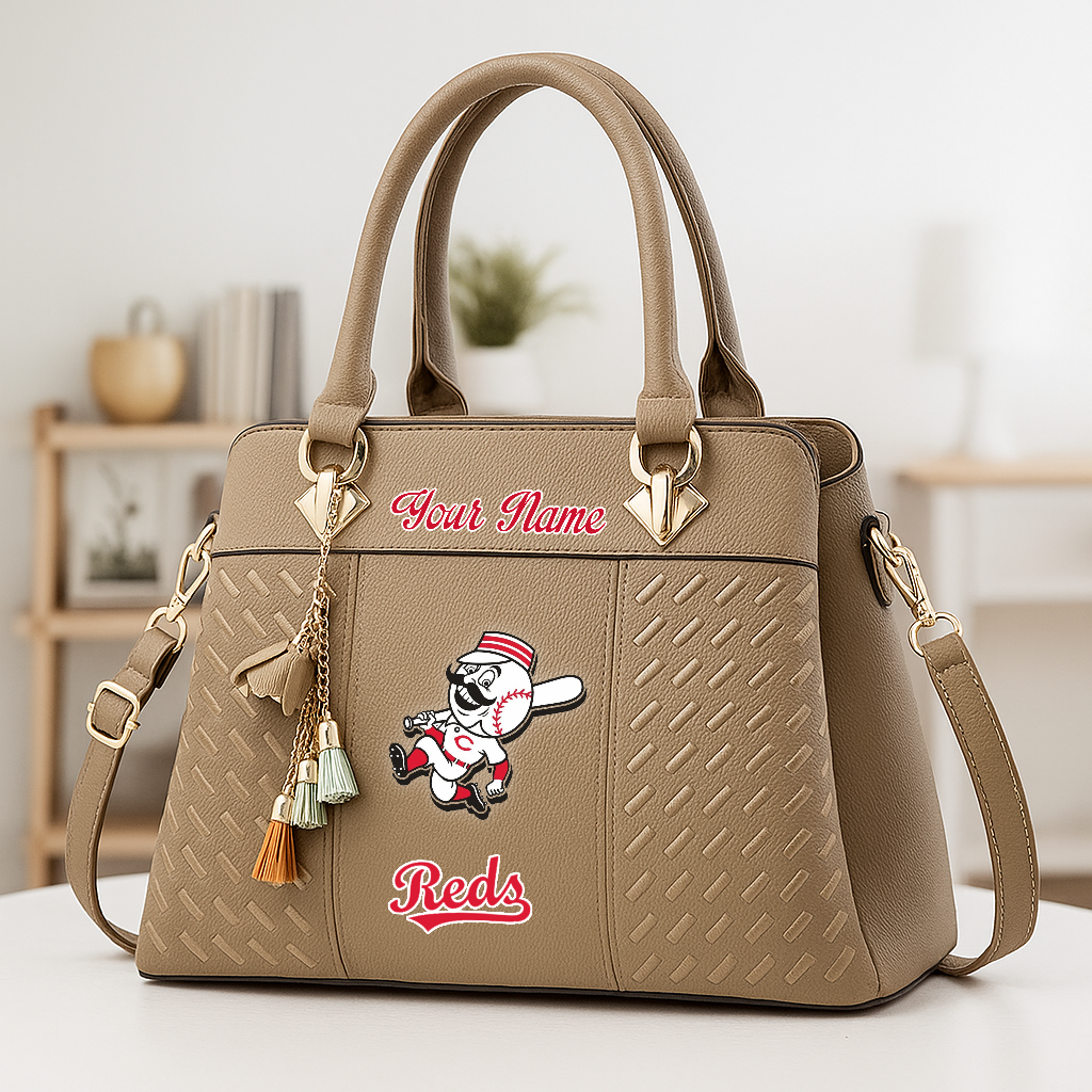 LIMITED EDITION - NEW CUSTOMIZED MLB05 CRS CC REDS ZIP HANDBAG MULTICOLOR
