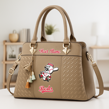 LIMITED EDITION - NEW CUSTOMIZED MLB05 CRS CC REDS ZIP HANDBAG MULTICOLOR