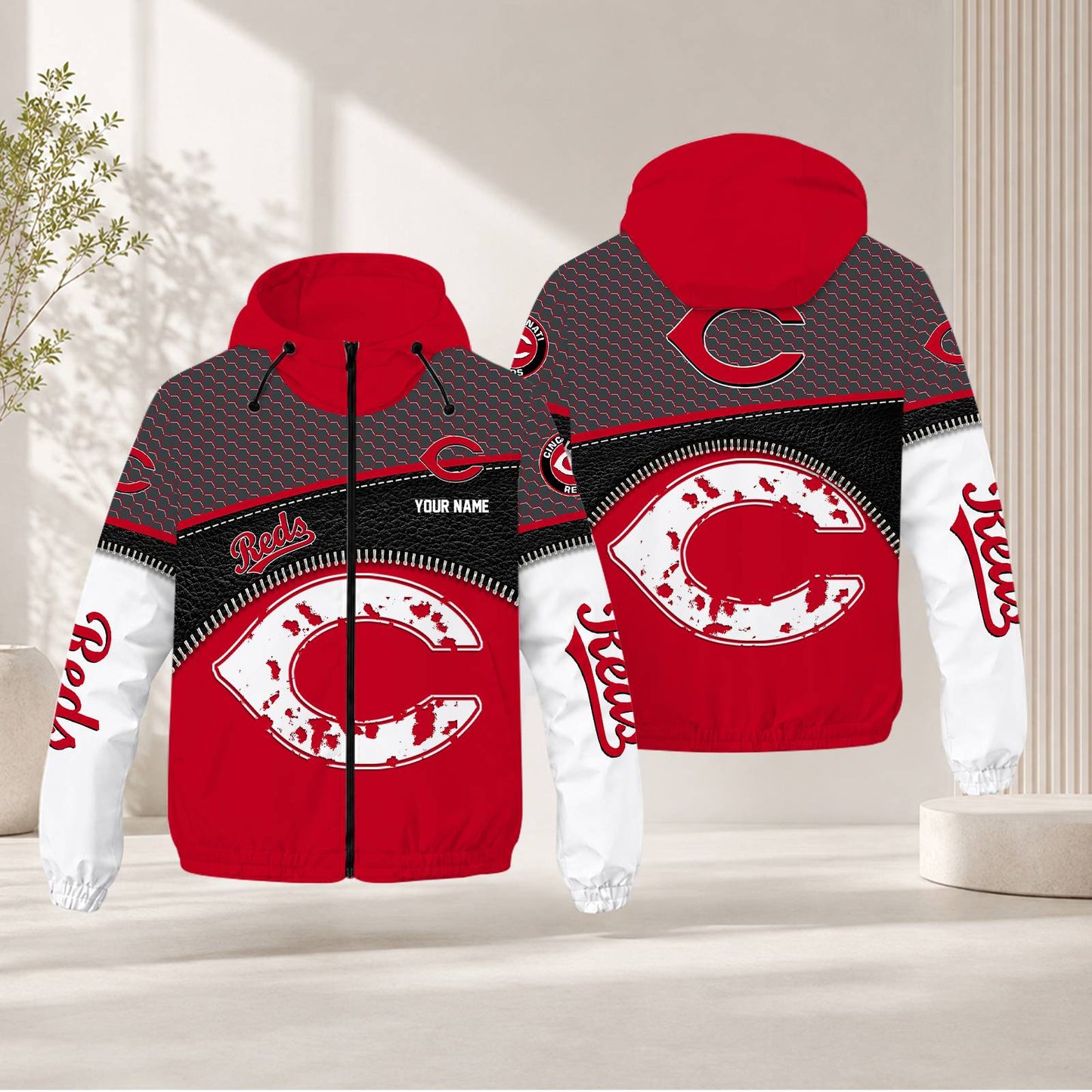 FINAL SALE - NEW CUSTOMIZED MLB05 CRS CINCINNATI REDS WINDBREAKER JACKET