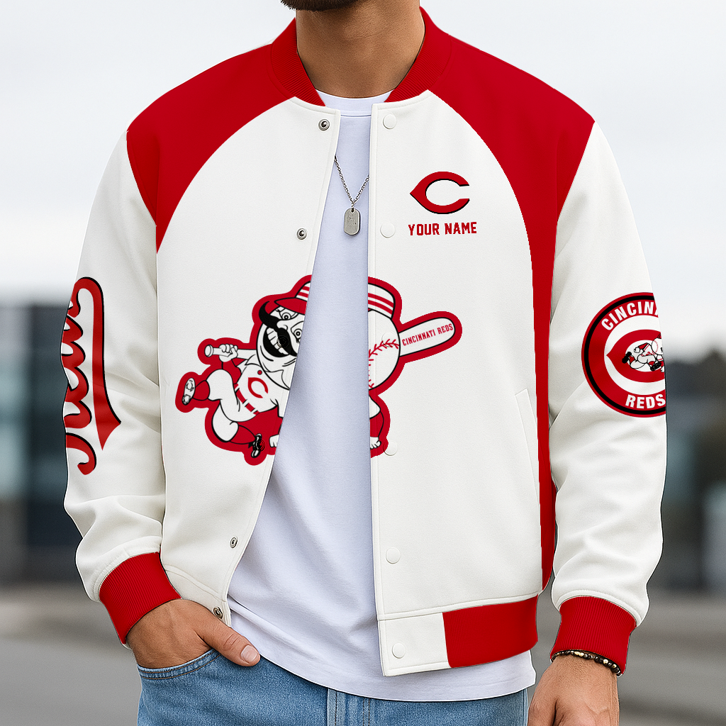 LIMITED EDITION - NEW CUSTOMIZED MLB05 CRS CC REDS BASEBALL JACKET, SATIN VARSITY JACKET