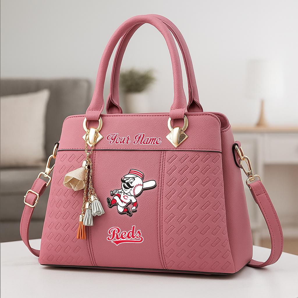 LIMITED EDITION - NEW CUSTOMIZED MLB05 CRS CC REDS ZIP HANDBAG MULTICOLOR