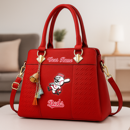 LIMITED EDITION - NEW CUSTOMIZED MLB05 CRS CC REDS ZIP HANDBAG MULTICOLOR