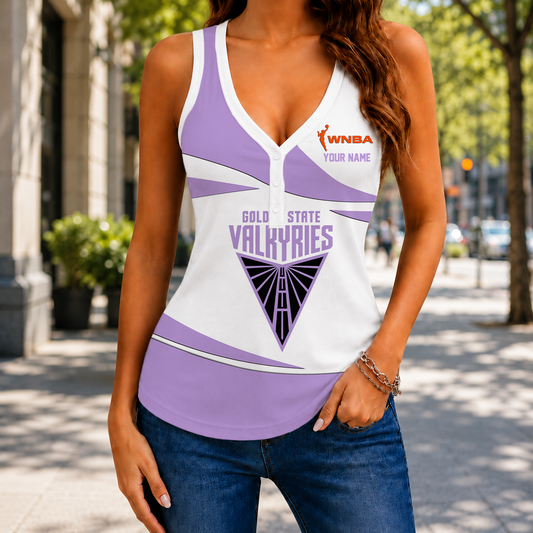 LIMITED EDITION - NEW CUSTOMIZED WNBA05 GSV GOLDEN STATE VALKYRIES WOMEN'S V-NECK TANK TOP
