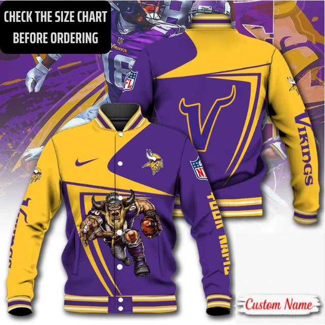 LIMITED EDITION - NEW CUSTOMIZED NFL05 MVK MINNESOTA VIKINGS SATIN VARSITY & BASEBALL JACKET