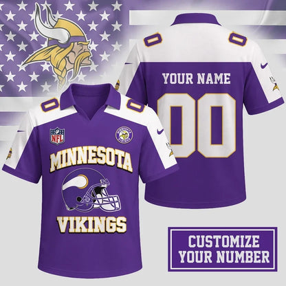HOT DEAL - NEW CUSTOMIZED NFL05 MVK MINNESOTA VIKINGS POLO SHIRT