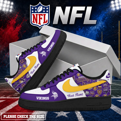 FINAL SALE - NEW CUSTOMIZED NFL05 MVK MINNESOTA VIKINGS AF1 SHOES