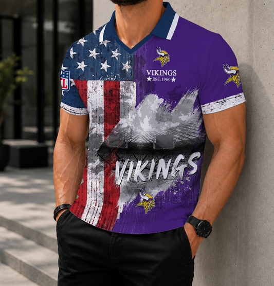 FINAL SALE - NEW CUSTOMIZED NFL05 MVK MINNESOTA VIKINGS POLO SHIRT