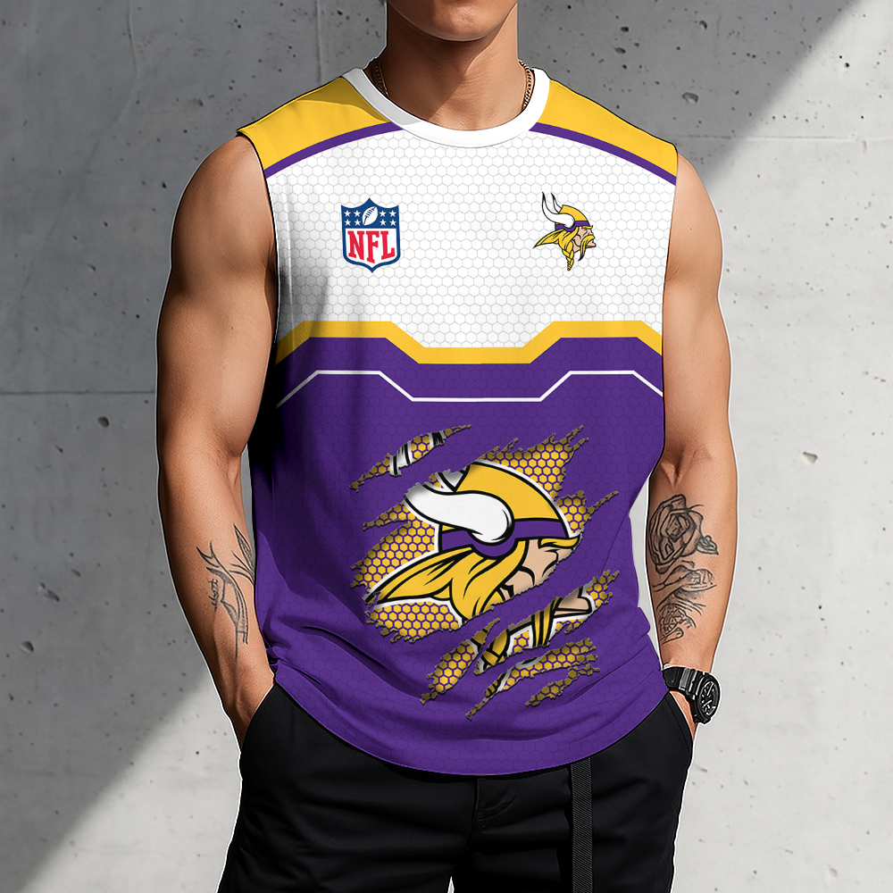 FINAL SALE - NEW CUSTOMIZED NFL05 MVK MINNESOTA VIKINGS MEN'S GYM SHIRT
