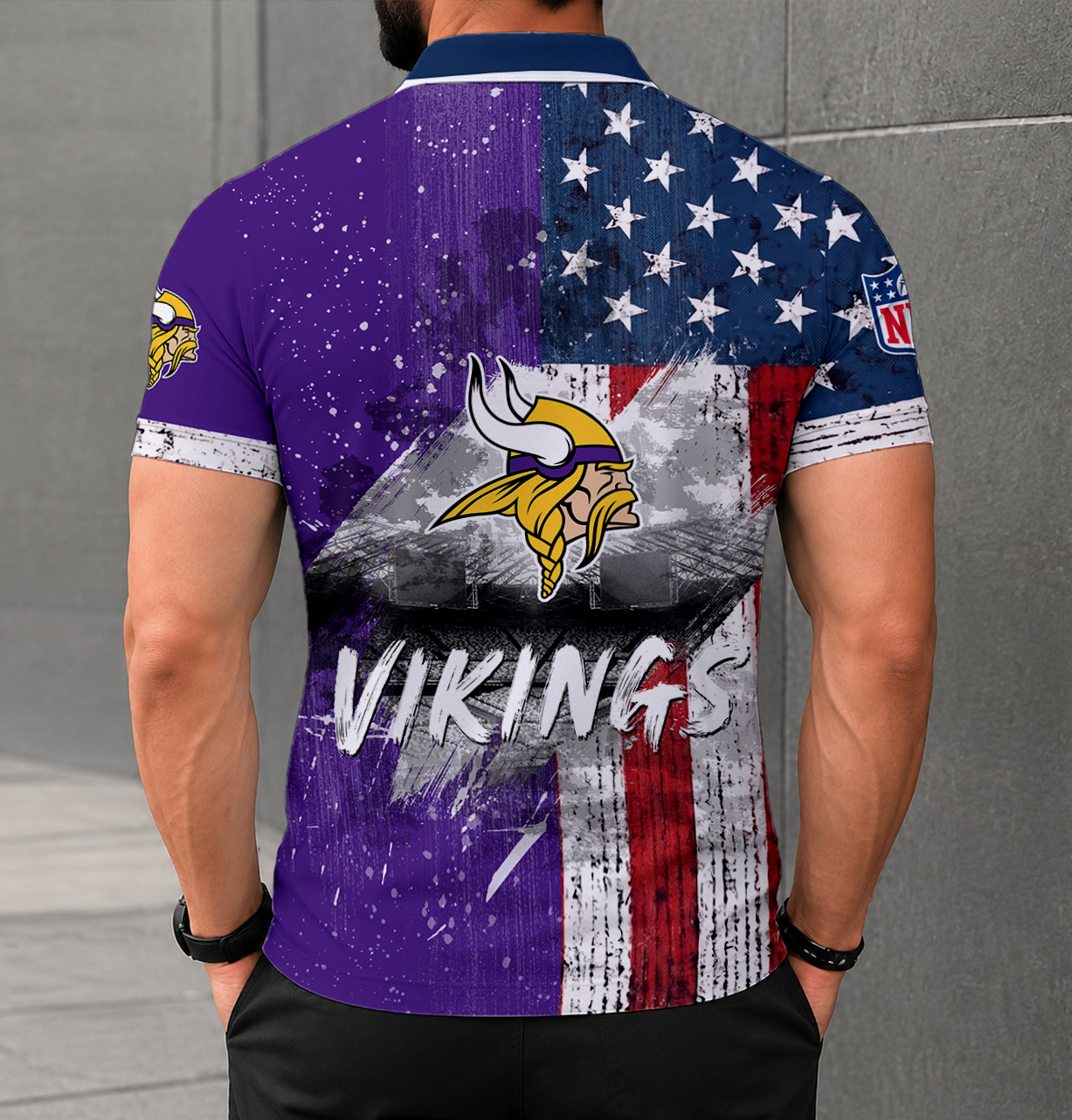 FINAL SALE - NEW CUSTOMIZED NFL05 MVK MINNESOTA VIKINGS POLO SHIRT
