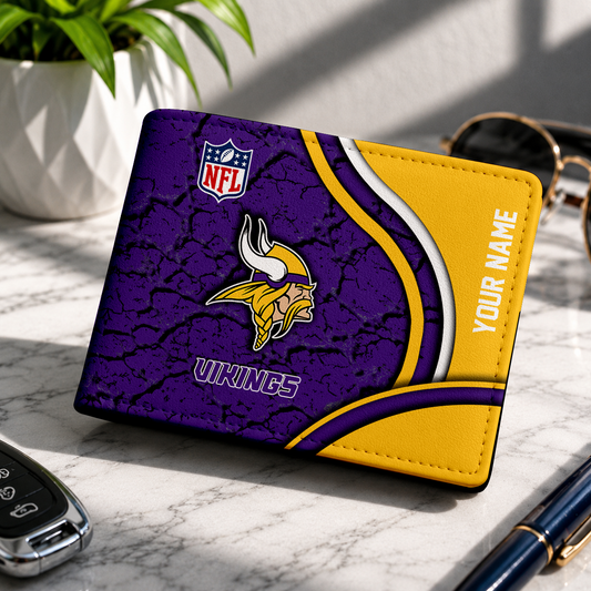 LIMITED EDITION - NEW CUSTOMIZED NFL05 MVK MINNESOTA VIKINGS LEATHER WALLET