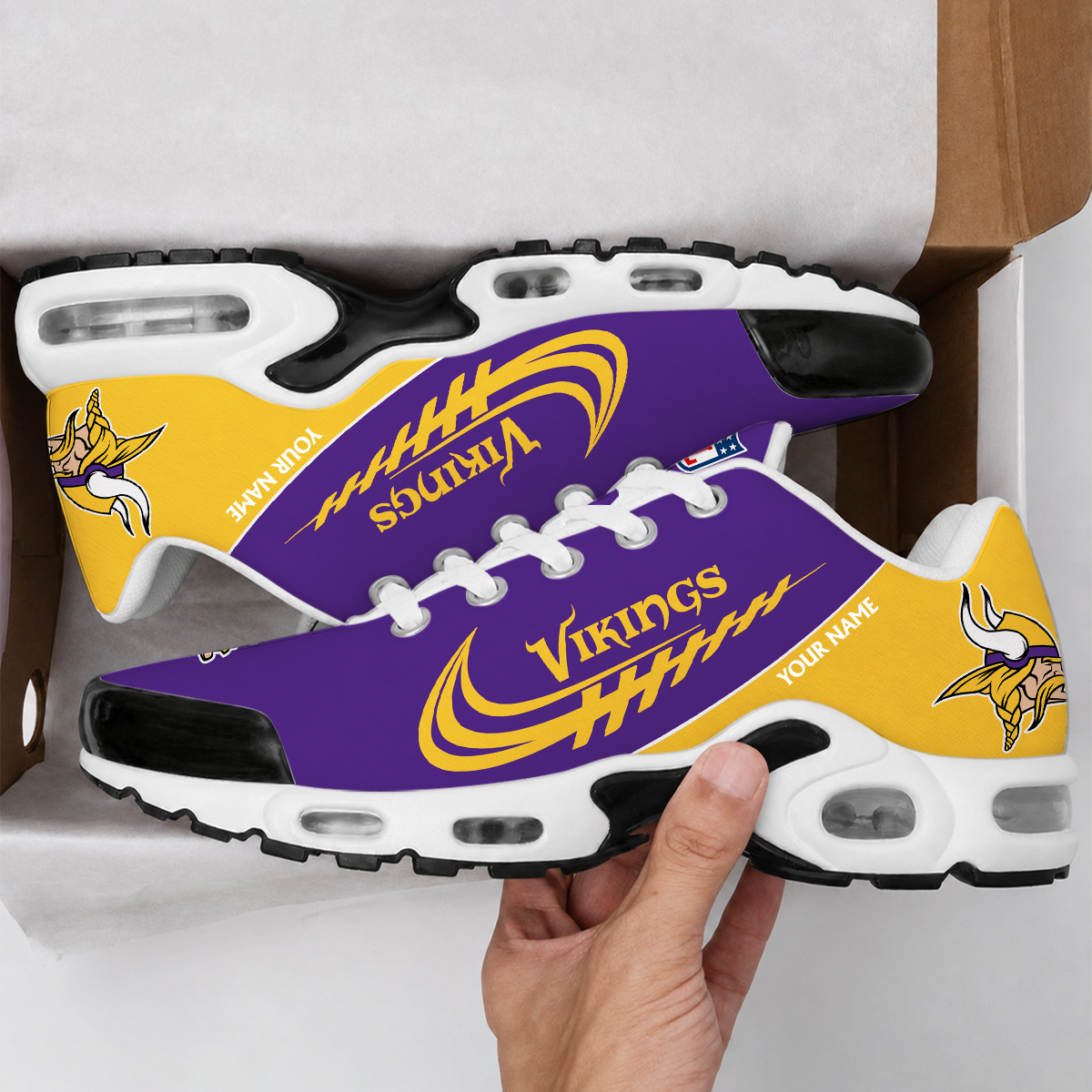 FLASH SALE - NEW CUSTOMIZED NFL05 MVK MINNESOTA VIKINGS AIR MAX PLUS SNEAKERS