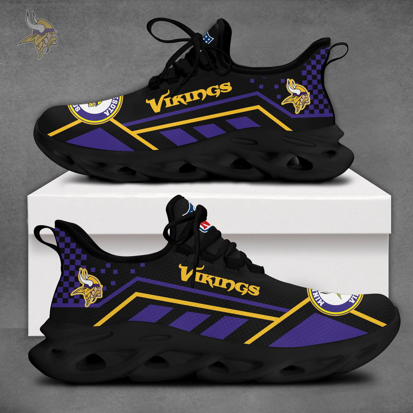 LIMITED EDITION - NEW CUSTOMIZED NFL05 MVK MINNESOTA VIKINGS MAX SOUL SHOES