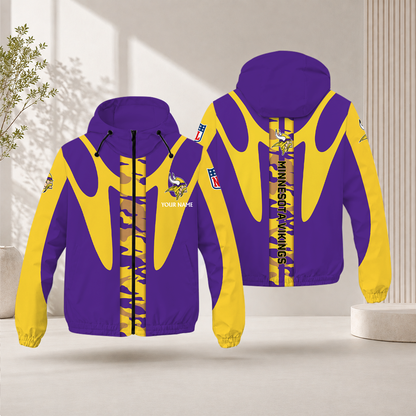 FLASH SALE - NEW CUSTOMIZED NFL05 MVK MINNESOTA VIKINGS WINDBREAKER JACKET