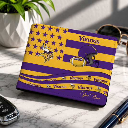FINAL SALE - NEW CUSTOMIZED NFL05 MVK MINNESOTA VIKINGS LEATHER WALLET