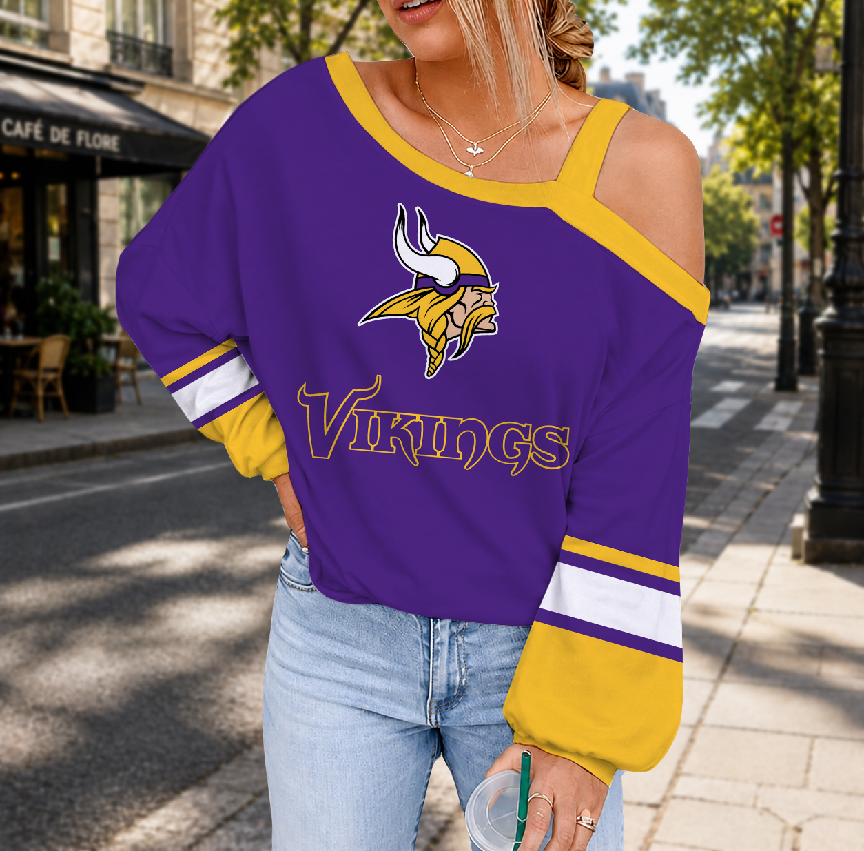 LIMITED EDITION - NEW CUSTOMIZED NFL05 MVK MINNESOTA VIKINGS DROP SHOULDER SWEATSHIRT