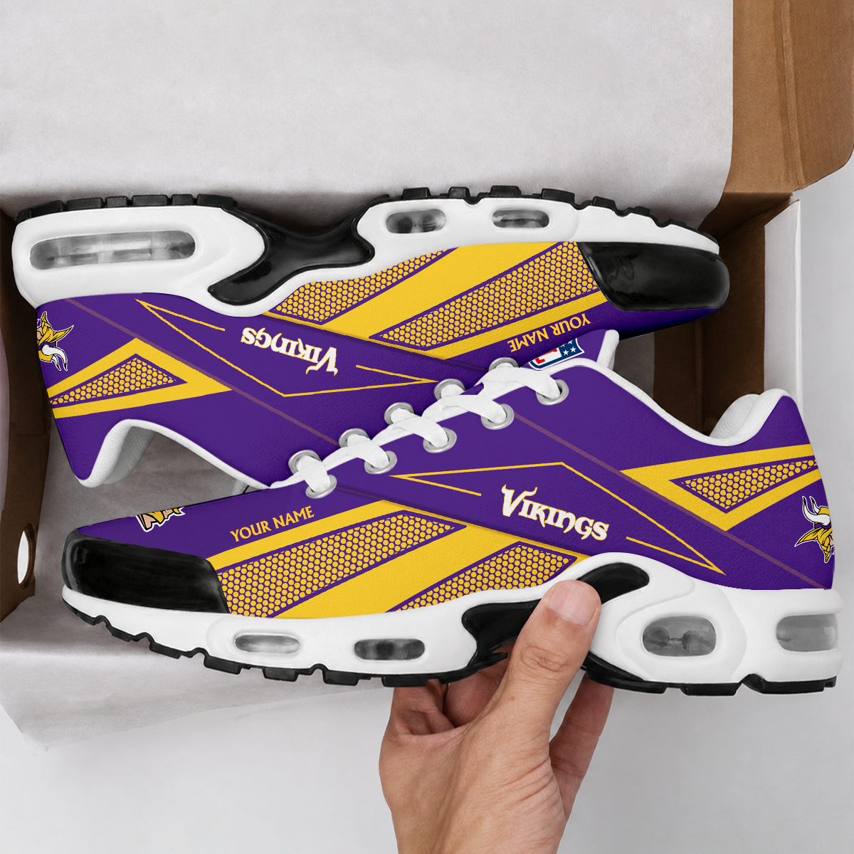 LIMITED EDITION - NEW CUSTOMIZED NFL05 MVK MINNESOTA VIKINGS AIR MAX PLUS SNEAKERS
