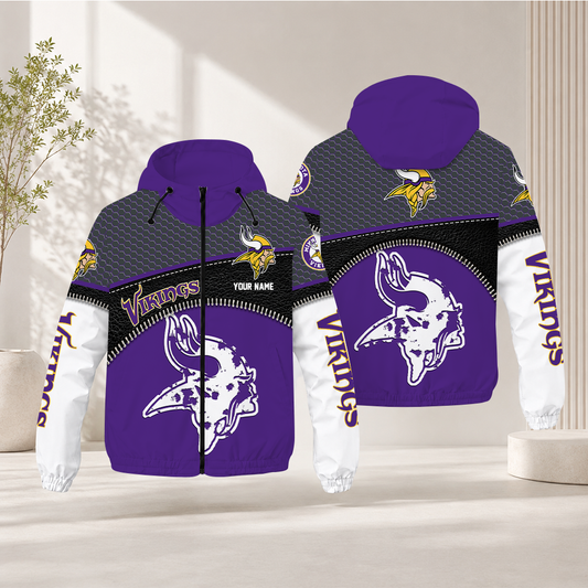 HOT DEAL - NEW CUSTOMIZED NFL05 MVK MINNESOTA VIKINGS WINDBREAKER JACKET