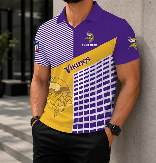 FINAL SALE - NEW CUSTOMIZED NFL05 MVK MINNESOTA VIKINGS POLO SHIRT