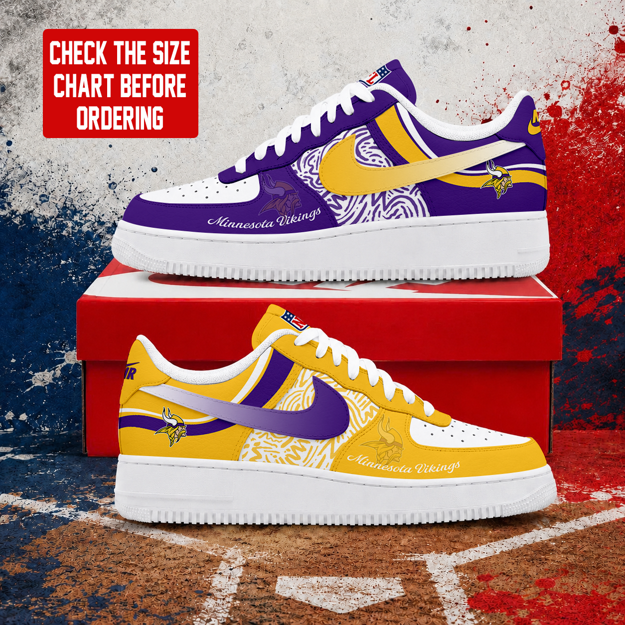 FLASH SALE - NEW CUSTOMIZED NFL05 MVK MINNESOTA VIKINGS AF1 SHOES