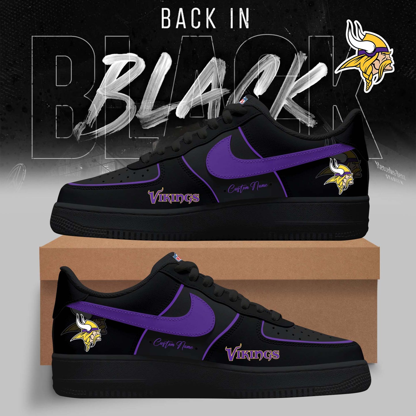 FINAL SALE - NEW CUSTOMIZED NFL05 MVK MINNESOTA VIKINGS AF1 SNEAKERS