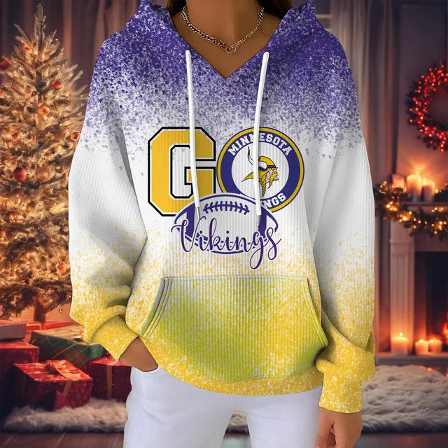 SPECIAL EDITION - NEW CUSTOMIZED NFL05 MVK MINNESOTA VIKINGS RIBBED HOODIE & SWEATSHIRT