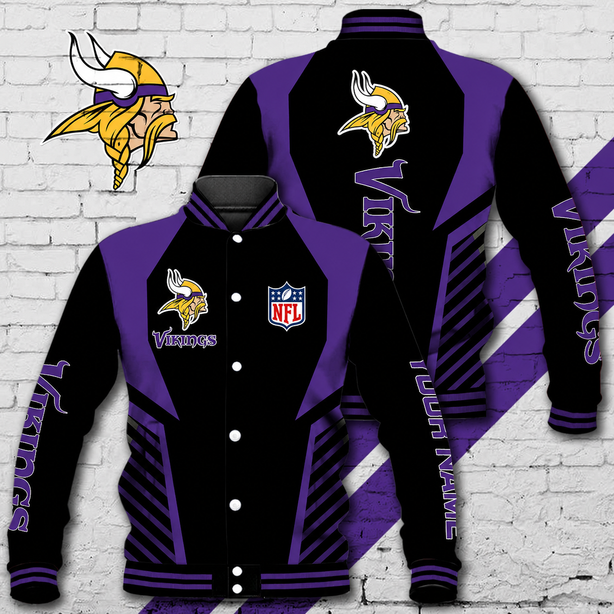 LIMITED EDITION - NEW CUSTOMIZED NFL05 MVK MINNESOTA VIKINGS SATIN VARSITY & BASEBALL JACKET