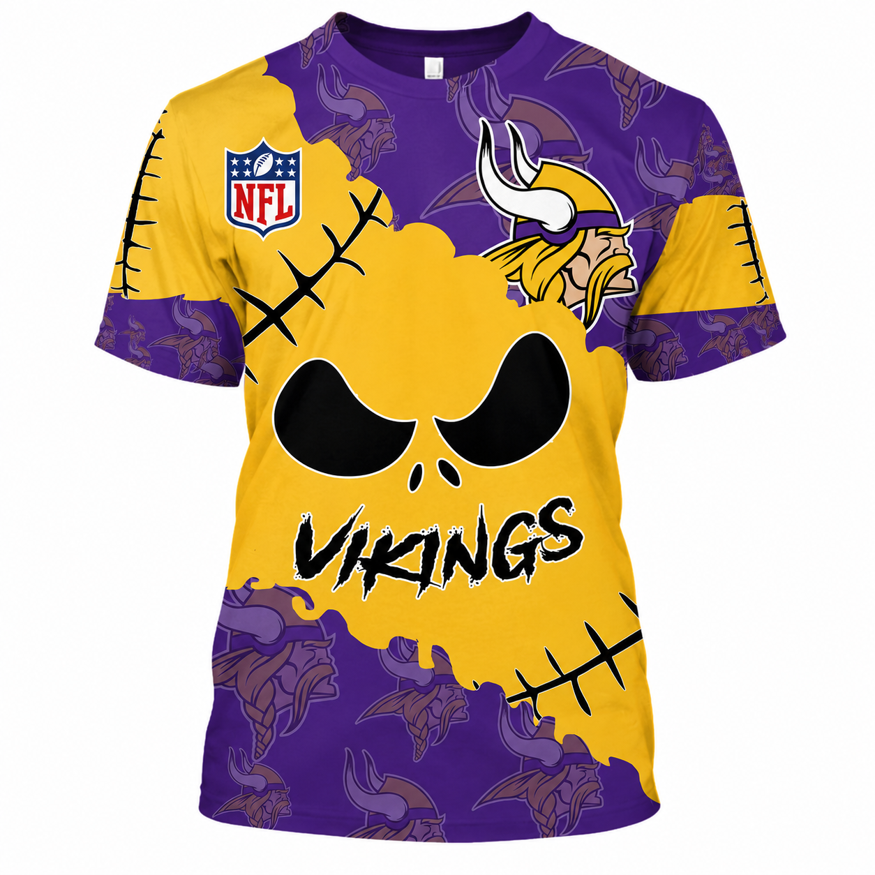 SPECIAL EDITION - NEW CUSTOMIZED NFL05 MVK MINNESOTA VIKINGS HALLOWEEN SKULL APPAREL FOR FANS