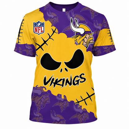 SPECIAL EDITION - NEW CUSTOMIZED NFL05 MVK MINNESOTA VIKINGS HALLOWEEN SKULL APPAREL FOR FANS
