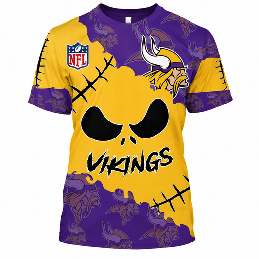 SPECIAL EDITION - NEW CUSTOMIZED NFL05 MVK MINNESOTA VIKINGS HALLOWEEN SKULL APPAREL FOR FANS