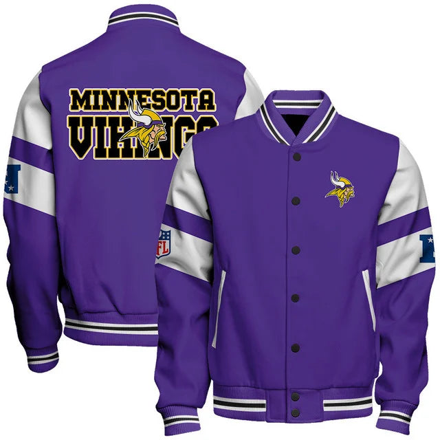 VIRAL EDITION - NEW CUSTOMIZED NFL05 MVK MINNESOTA VIKINGS SATIN VARSITY & BASEBALL JACKET