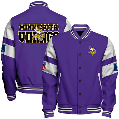 VIRAL EDITION - NEW CUSTOMIZED NFL05 MVK MINNESOTA VIKINGS SATIN VARSITY & BASEBALL JACKET