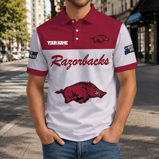 MEGA SALE - NEW CUSTOMIZED NCAA MAM06 AKR ARKANSAS RAZORBACKS T-SHIRT, POLO SHIRT, ZIP POLO SHIRT, SWEATSHIRT, HOODIE & ZIP HOODIE