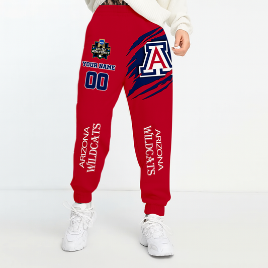 LIMITED DROP - NEW CUSTOMIZED COLLEGE WORLD SERIES NCAA06 ARW ARIZONA WILDCATS UNISEX LONG PANTS