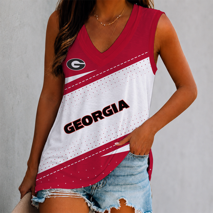 FINAL SALE - NEW CUSTOMIZED NCAA FBS06 GEB GEORGIA BULLDOGS WOMEN'S V-NECK TANK TOP