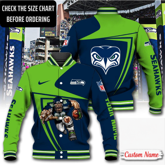 LIMITED EDITION - NEW CUSTOMIZED NFL06 SSH SEATTLE SEAHAWKS SATIN VARSITY & BASEBALL JACKET