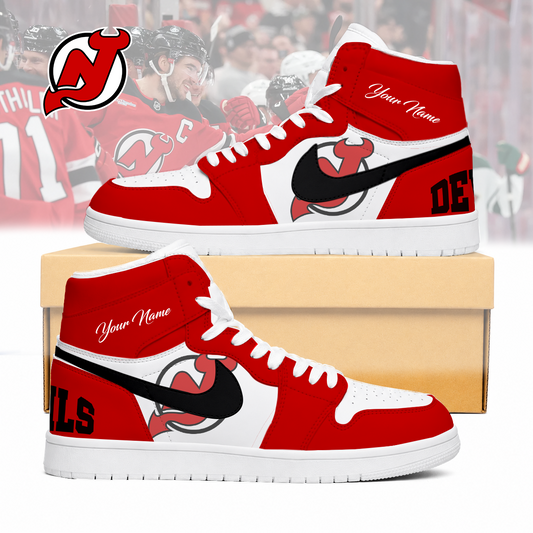 FINAL SALE - NEW CUSTOMIZED NHL06 NJD NEW JERSEY DEVILS AIR JORDAN SNEAKERS