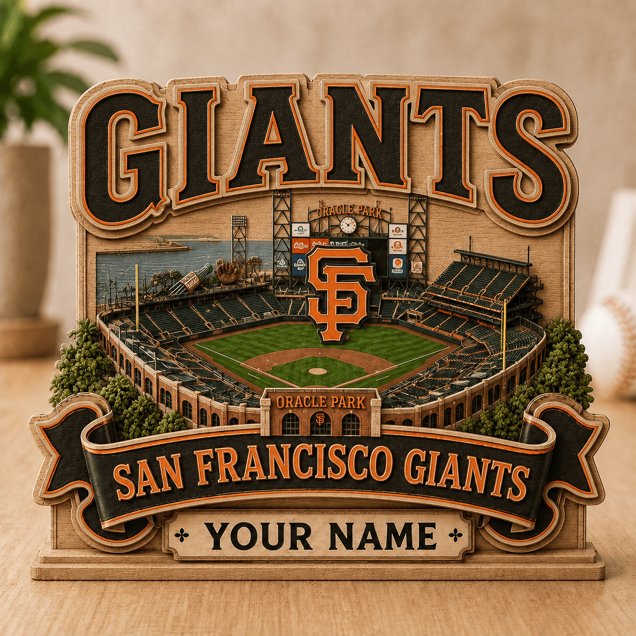 FLASH SALE - NEW CUSTOMIZED MLB06 SFG SAN FRANCISCO GIANTS 3-LAYER WOODEN BLOCK