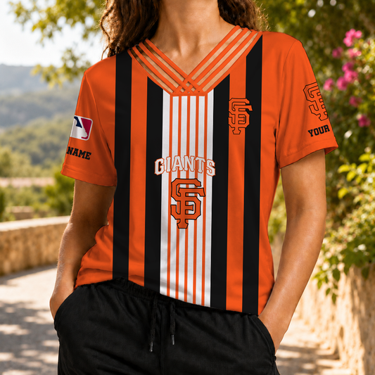 FINAL SALE - NEW CUSTOMIZED MLB06 SFG SAN FRANCISCO GIANTS V-NECK SHIRT