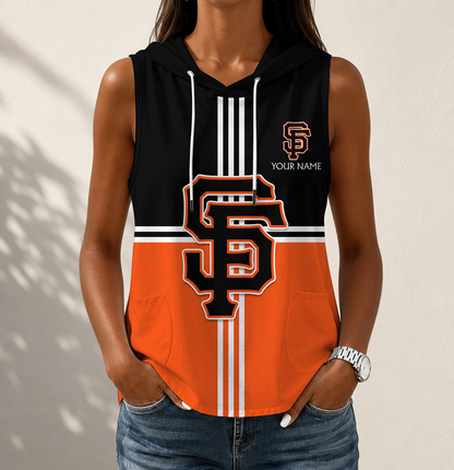 VIRAL EDITION - NEW CUSTOMIZED MLB06 SFG SAN FRANCISCO GIANTS WOMEN'S SLEEVELESS HOODED POCKET TANK TOP