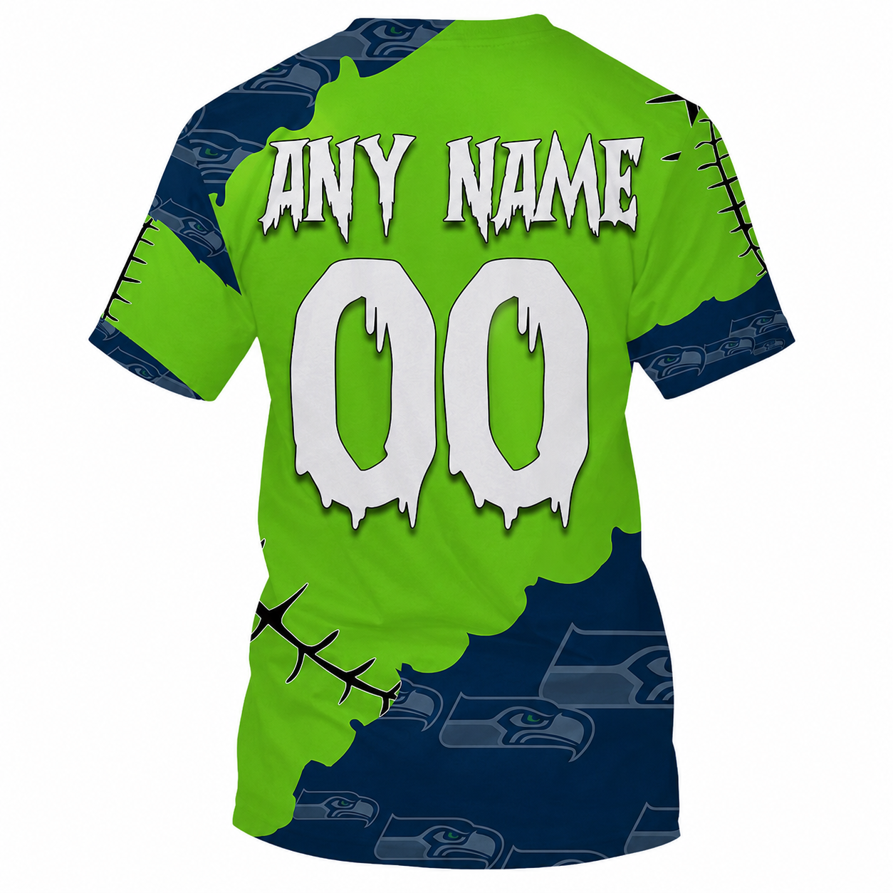 SPECIAL EDITION - NEW CUSTOMIZED NFL06 SSH SEATTLE SEAHAWKS HALLOWEEN SKULL APPAREL FOR FANS