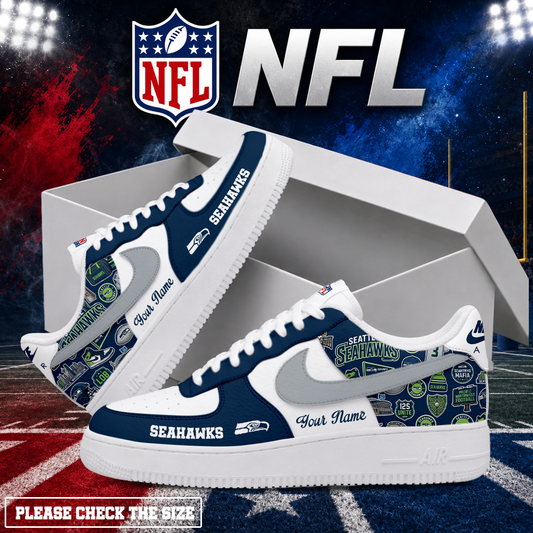 FINAL SALE - NEW CUSTOMIZED NFL06 SSH SEATTLE SEAHAWKS AF1 SHOES