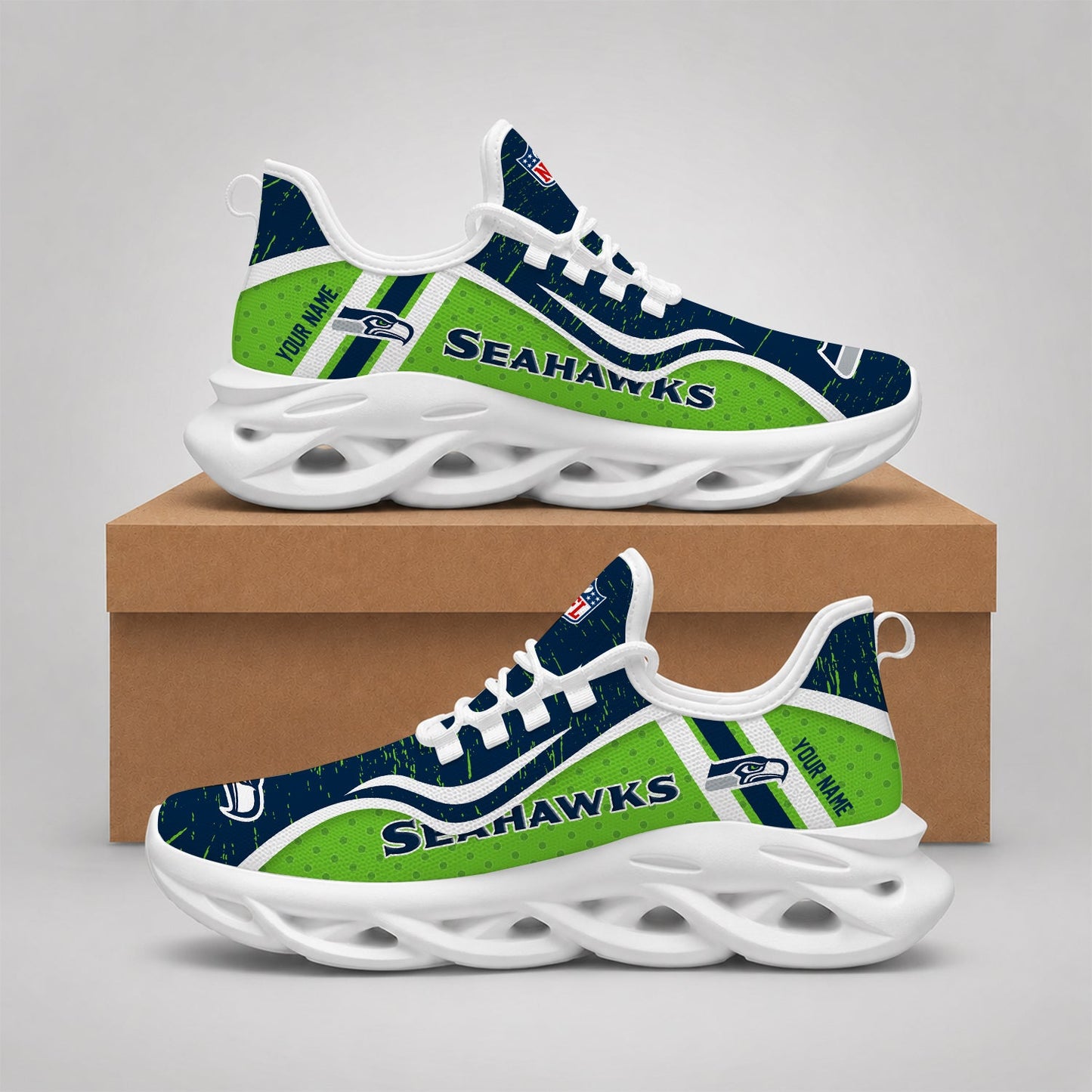 LIMITED EDITION - NEW CUSTOMIZED NFL06 SSH SEATTLE SEAHAWKS MAX SOUL SHOES
