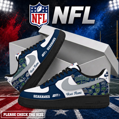 FINAL SALE - NEW CUSTOMIZED NFL06 SSH SEATTLE SEAHAWKS AF1 SHOES