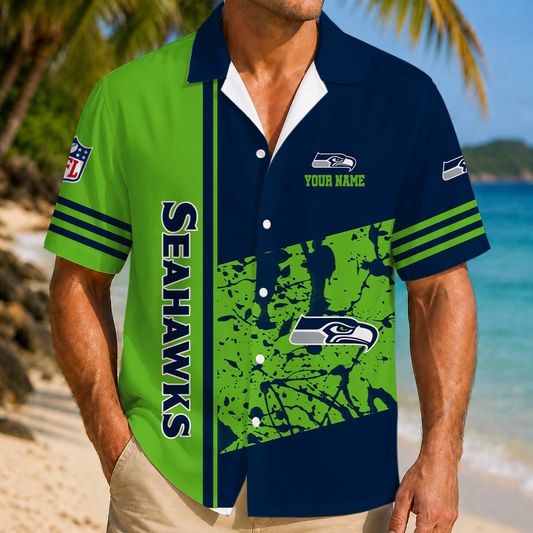 FINAL SALE - NEW CUSTOMIZED NFL06 SSH SEATTLE SEAHAWKS UNISEX HAWAIIAN SHIRT