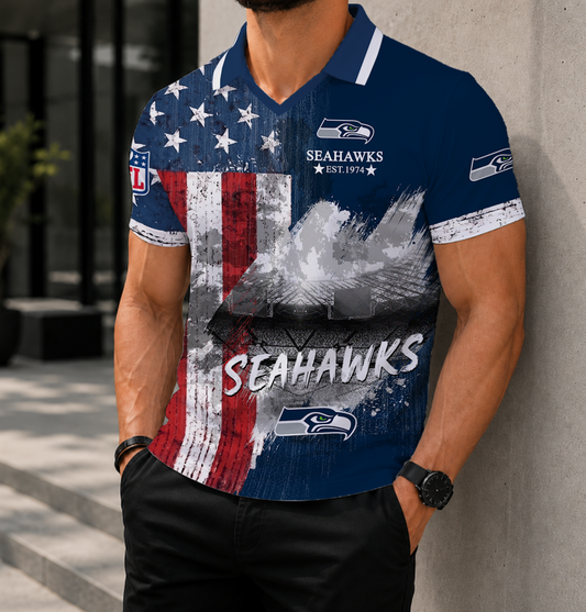 FINAL SALE - NEW CUSTOMIZED NFL06 SSH SEATTLE SEAHAWKS POLO SHIRT